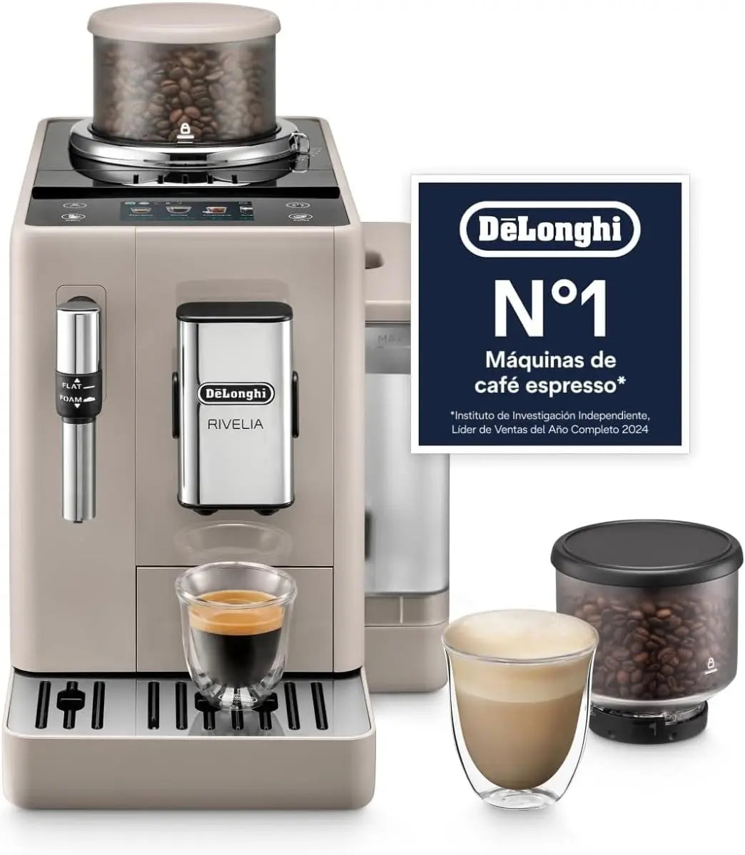 Cafetera De'Longhi Rivelia, Superautomática 8 Bebidas Beige