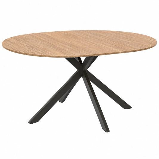 Tavolo Rotondo Allungabile per Sala da Pranzo, 4-8 Persone, Nero con Gambe in Legno Stile Classico, 110-150 cm