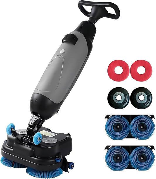 Accesorio para aspiradora Acentesoft Fregadora de Suelos Profesional 18', Máquina de Limpieza de Pisos Industrial con Doble Cepillo, gris/rojo