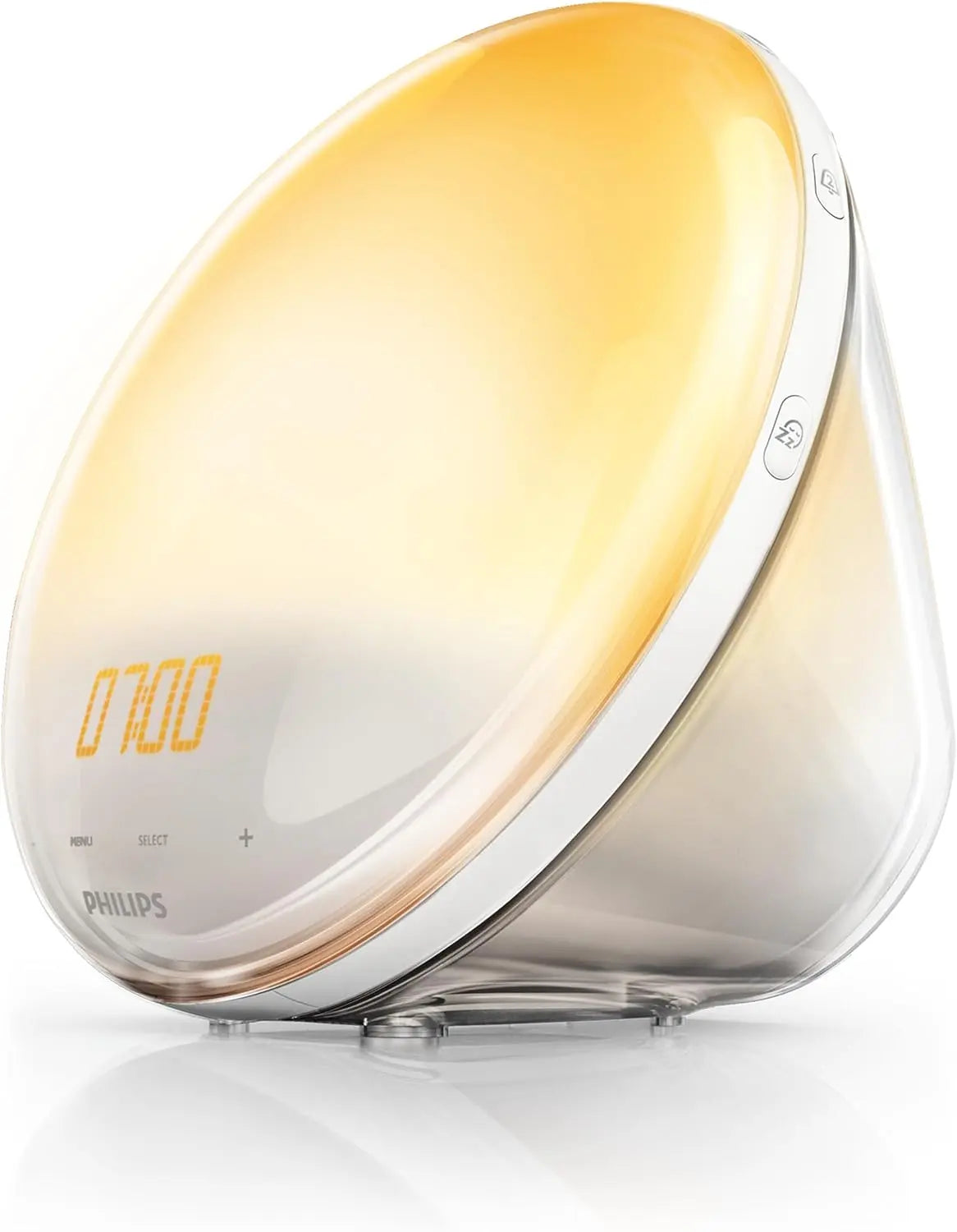 Philips HF3519/01 Despertador de luz con simulación del amanecer, Radio FM y lámpara de lectura, 5 sonidos naturales, Alarma diferida, Blanco