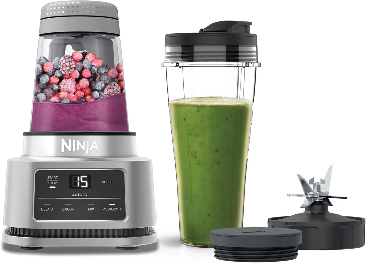 Batidora de vaso Ninja Foodi Power Nutri, Batidora de Vaso 2 en 1, Plateado