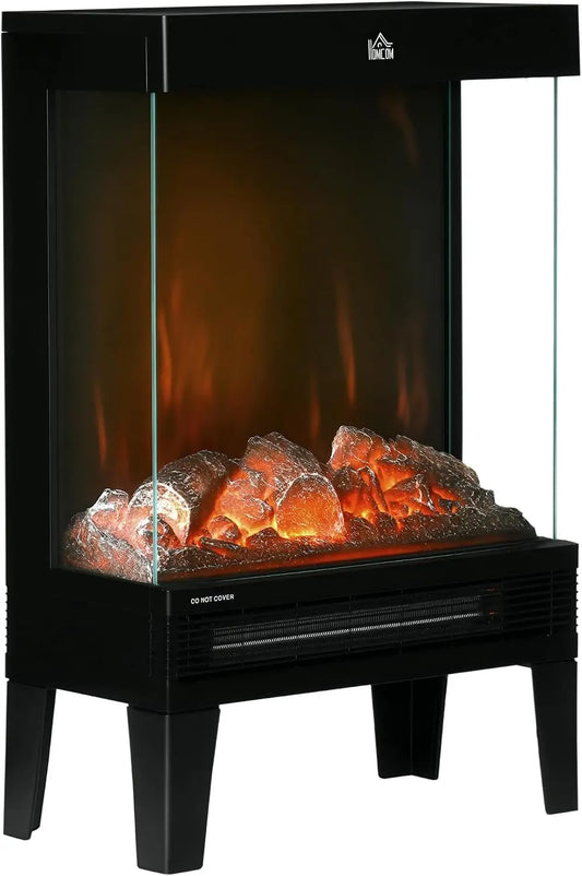 Chimenea eléctrica HOMCOM 1000W/2000W con Llama LED Ajustable Negro