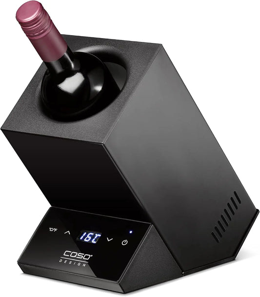 Caso WineCase One negro - Enfriador de vino para una botella, rango de temperatura de 5 - 18 °C, para botellas de hasta 9 cm de diámetro, negro