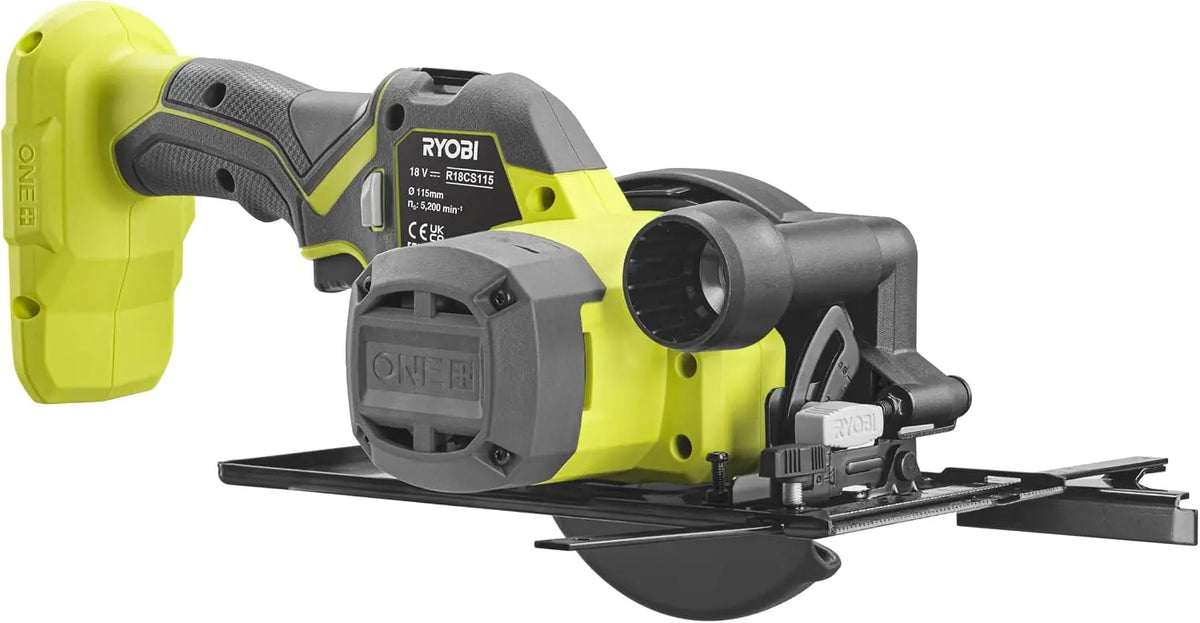 Sierra eléctrica Ryobi Sierra circular de mano con batería ONE+ de 18 V, diámetro de la hoja de sierra de 115 mm, sin batería ni cargador, negro