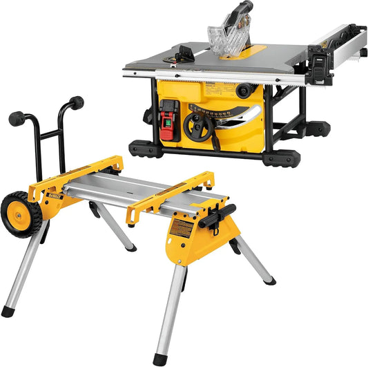 DEWALT DWE7485-QS - Sierra de mesa (210 mm, 1850 W + base DE7400), amarillo