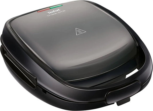 Parrilla eléctrica Tefal Sandwichera de Tefal SW341B Snack Time multifuncional para gofres y sándwiches. Incluye 2 placas. 700 W. Gris/Negro