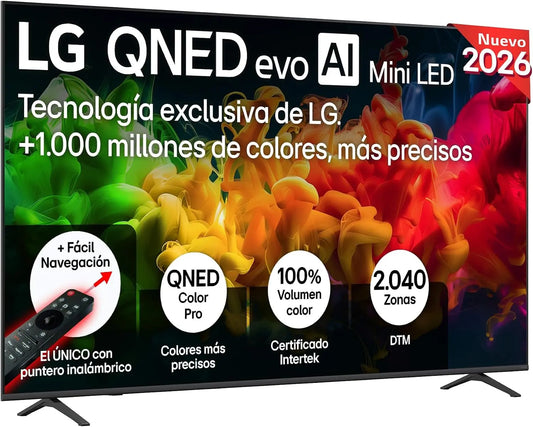 Televisor LG 85QNED80B6A, inteligente QNED EVO AI 85' 4K Sin Reflejos 94%, 2026, negro