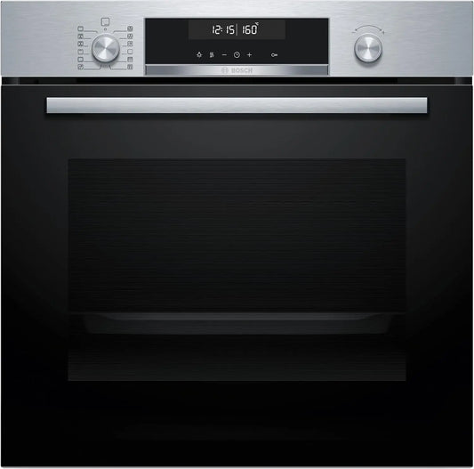 Horno Bosch Multifunción, Serie 6, Pirólisis, AirFry, Acero, HBG578ES3, negro