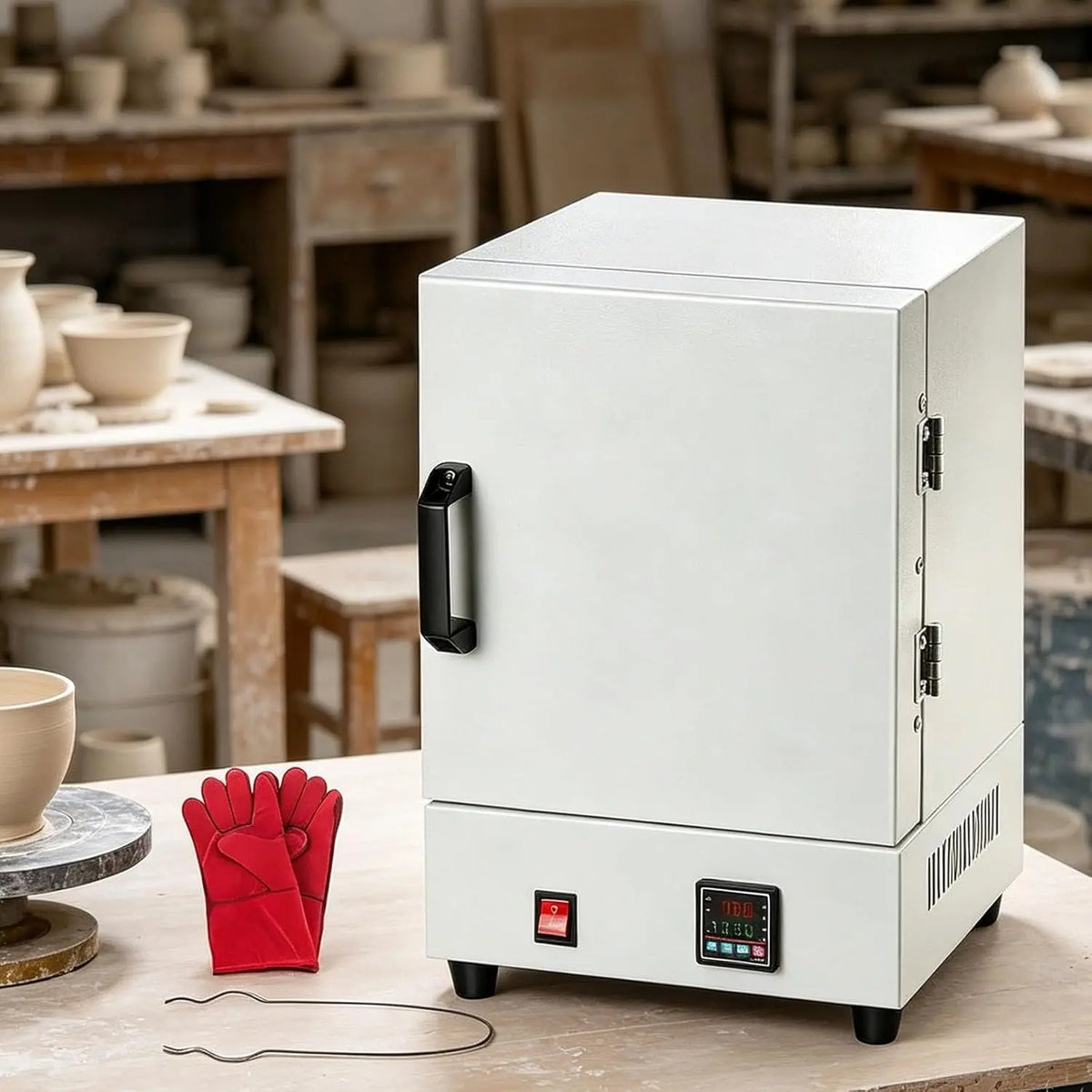Horno moupeaktain para Ceramica Eléctrico 1150℃, de Mufla 2000W para Fundición de Metales, Vidrio y Arcilla, Mini Horno con Controlador, blanco