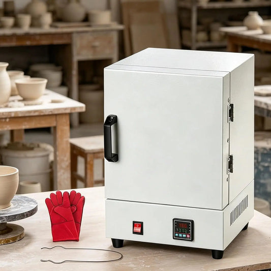 Horno moupeaktain para Ceramica Eléctrico 1150℃, de Mufla 2000W para Fundición de Metales, Vidrio y Arcilla, Mini Horno con Controlador, blanco