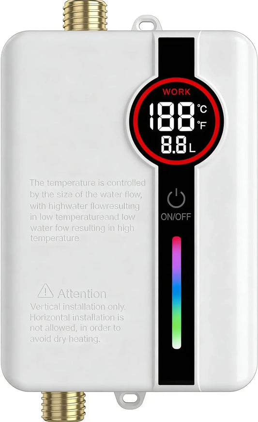 Termo eléctrico LIROPAU Calentador de Agua eléctrico Instantaneo 220v 3500w, blanco