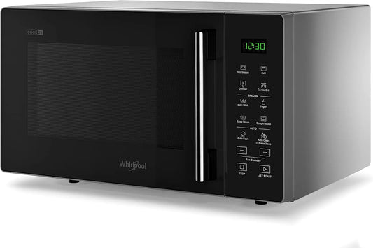 Horno Whirlpool microondas MWP 253 SB Cook 25, cavidad de 25 L, color plateado negro, MW+grill function, touch foil control, potencia MWO 900 W