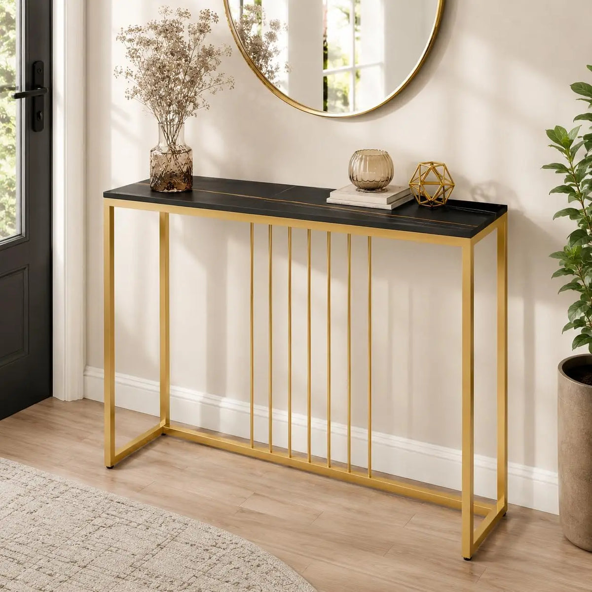 Mesa consola FATIVO Recibidor 120x30x79 cm, Piedra Sinterizada, Gris
