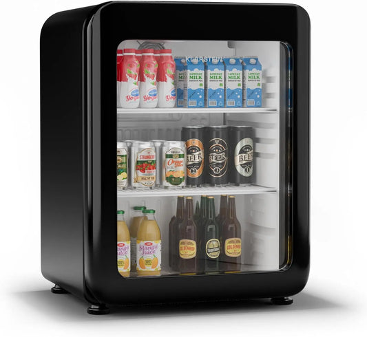 Frigorífico Klarstein Audrey Evo Nevera Bebidas - 65L Frigorífico para Bebidas con Puerta Doble Acristalamiento, Iluminación Led, negro