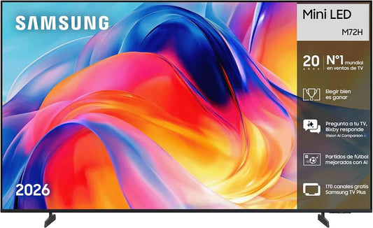 Televisor Samsung TV 65 Pulgadas Mini LED M72H 4K televisor inteligente con Vision AI Companion, Modo Football TV Plus, Deportes, negro