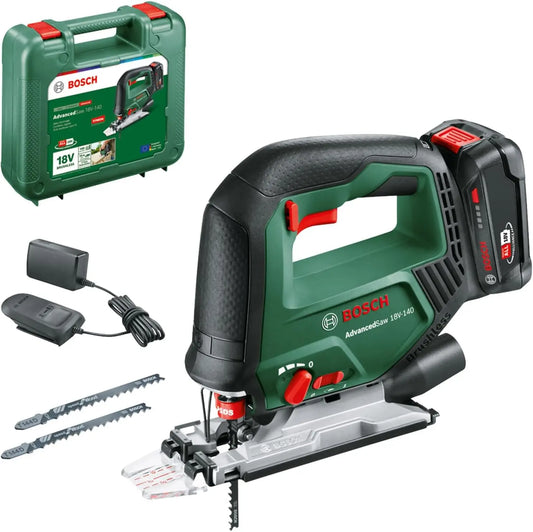 Batería de moto Bosch sierra de calar con batería AdvancedSaw 18V-140, verde