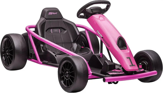 Kart eléctrico HOMCOM Aosom Kart eléctrico Infantil 24V con derrape, Doble Motor, hasta 13 km/h, Asiento Ajustable, Arranque Suave, rosa