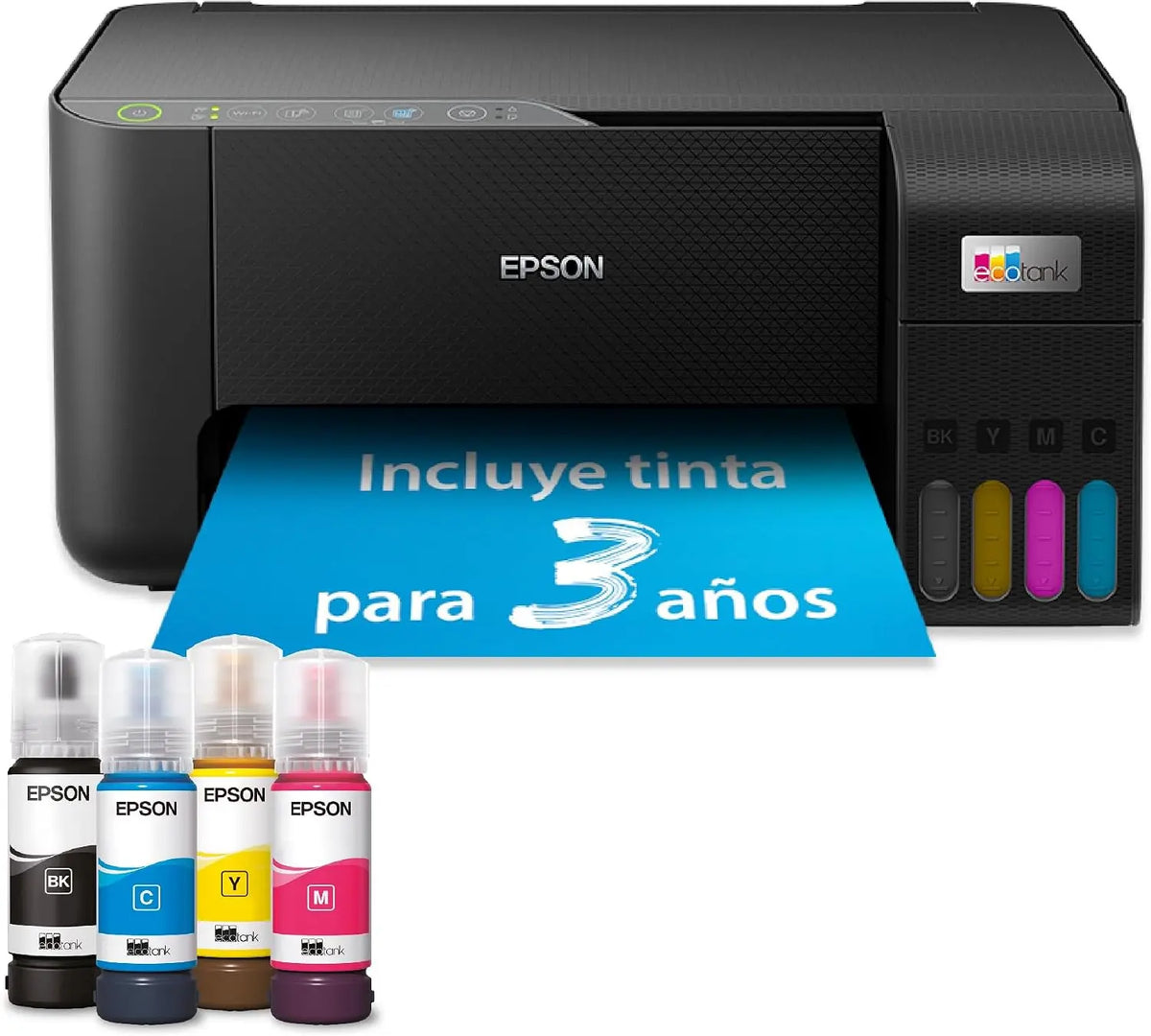 Impresora Epson multifunción EcoTank ET-2862 A4 con depósito de Tinta, conexión Wi-Fi y hasta 3 años de Tinta incluida, negro