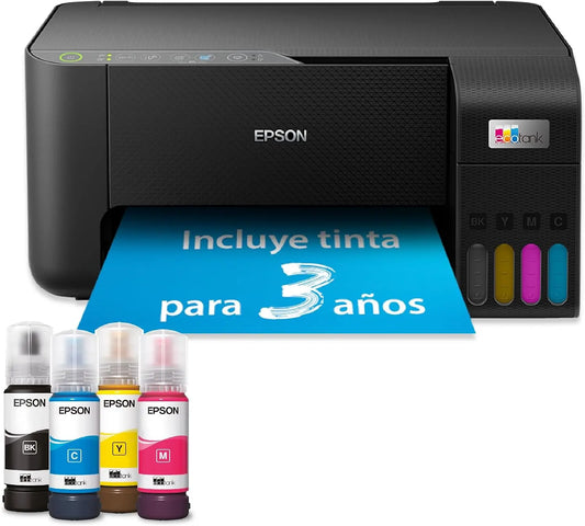 Impresora Epson multifunción EcoTank ET-2862 A4 con depósito de Tinta, conexión Wi-Fi y hasta 3 años de Tinta incluida, negro