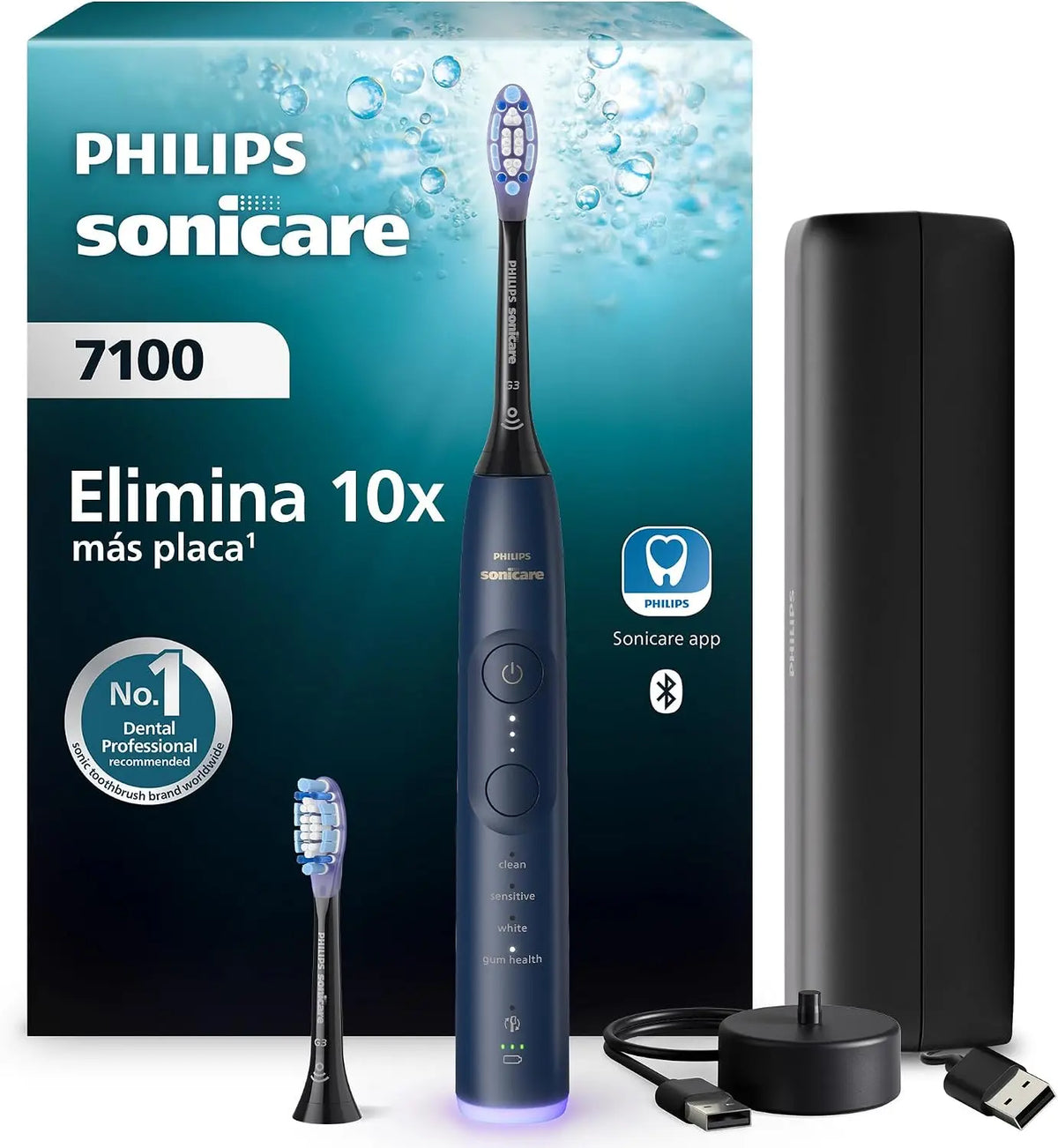 Cepillo de dientes eléctrico Philips Sonicare 7100 cepillo dental eléctrico, sónico, 4 modos de cepillado, 3 niveles de intensidad, azul