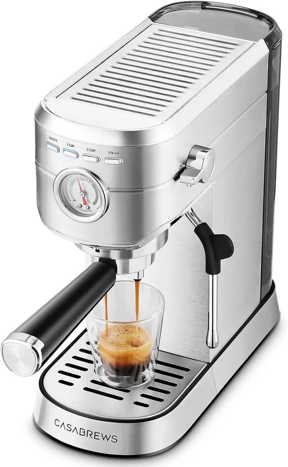 Cafetera CASABREWS CM5418 Cafetera Expresso 20 Bares con Espumador de Leche, gris