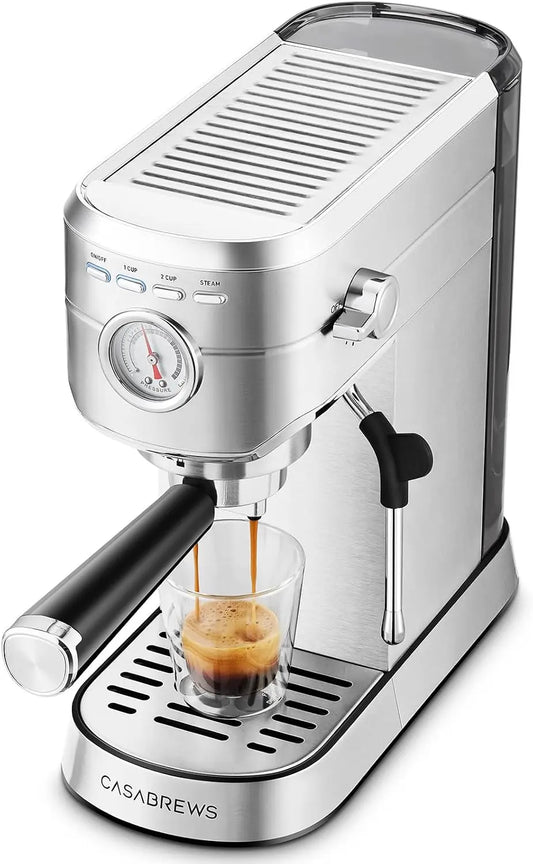 Cafetera CASABREWS CM5418 Cafetera Expresso 20 Bares con Espumador de Leche, gris