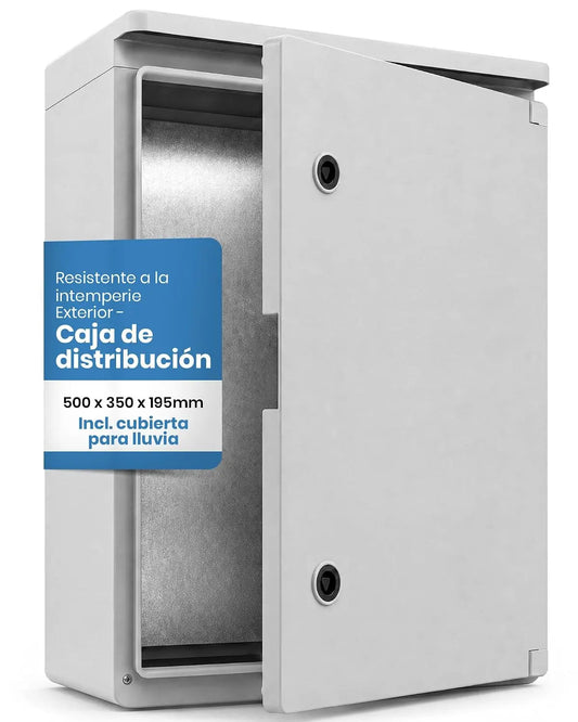 BOXEXPERT Caja de distribución exterior impermeable con techo IP65 [plástico ABS] 500 x 350 x 195 mm (Fleet Roof) gris