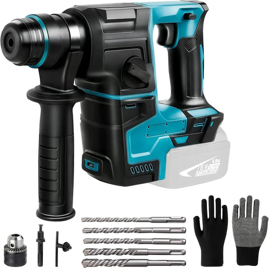 Batería para herramientas LIROPAU Martillo Perforador a Batería Compatible con Makita 18V Batería, negro