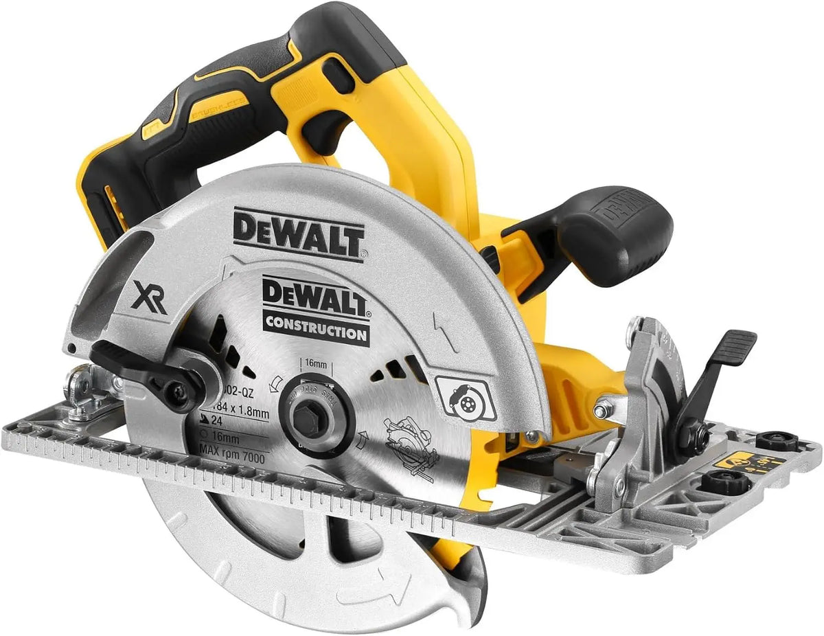 Sierra eléctrica DEWALT XR 18V sierra circular sin escobillas con hoja de 184 mm, corte de 58 mm, LED y maletín TSTAK, DCS572NT-XJ, gris