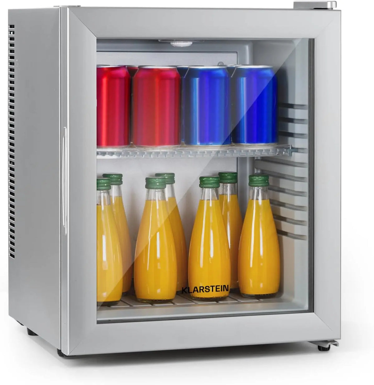 Frigorífico Klarstein Brooklyn Nevera Pequeña Portatil Eléctrica Puerta Cristal, Mini Nevera Silenciosa para Casa y Oficina, gris