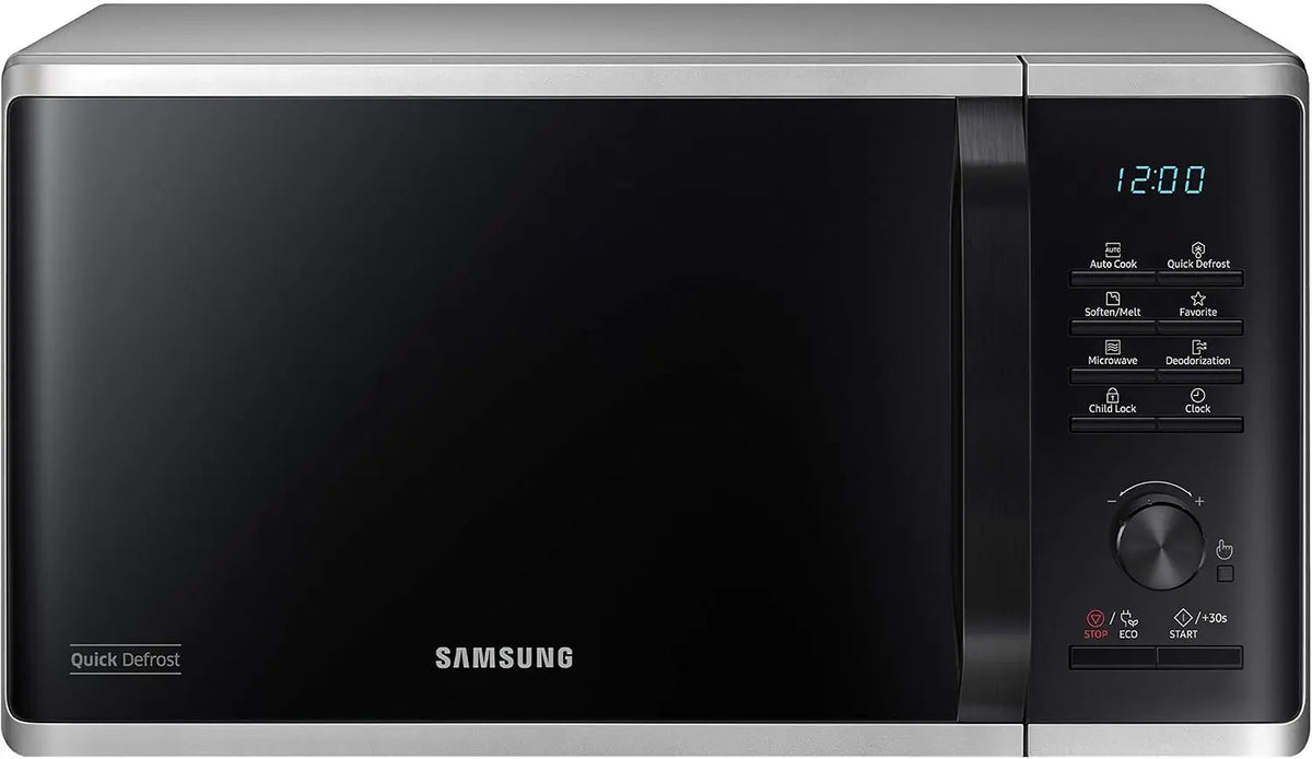 Microondas Samsung MS2AK3515AS/EG, (800 W, 23 grados, 48,9 cm de ancho, interior esmaltado de cerámica resistente a los arañazos, plata