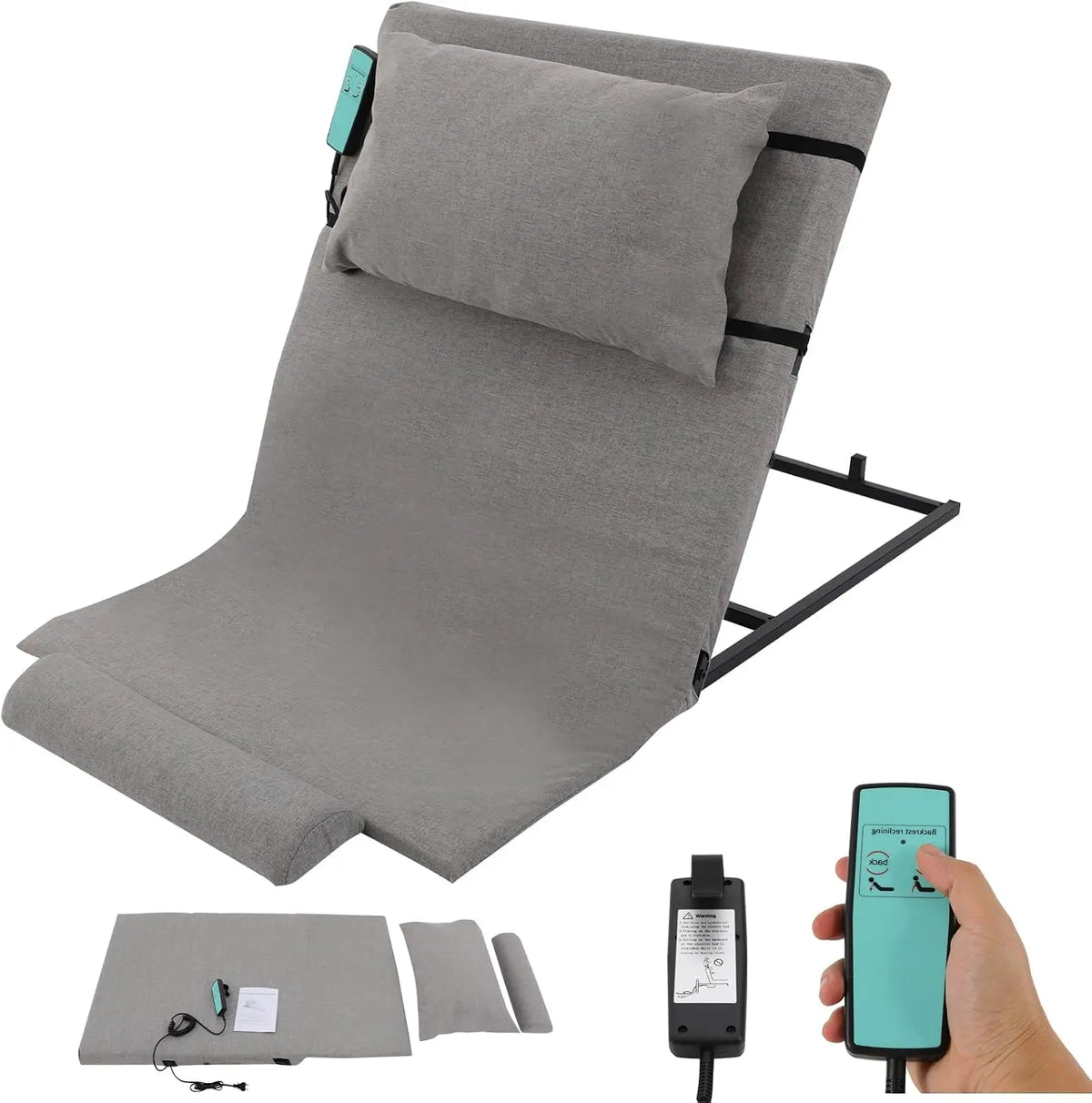 Accesorio electrónico Chelngveo Cama de respaldo de 2-80°, ajustable eléctricamente, 120 x 75 x 12 ~ 73 cm, gris
