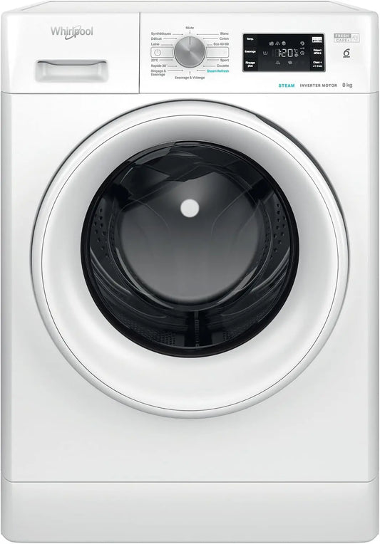 Lavadora Whirlpool ojo de buey 8 kg 1400 rpm FFBS8469WVFR, blanco