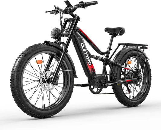 Batería de litio tifgalop Bicicleta eléctrica para Adultos, Bicicleta eléctrica Todoterreno de 26 Pulgadas, Doble absorción de Impactos, negro