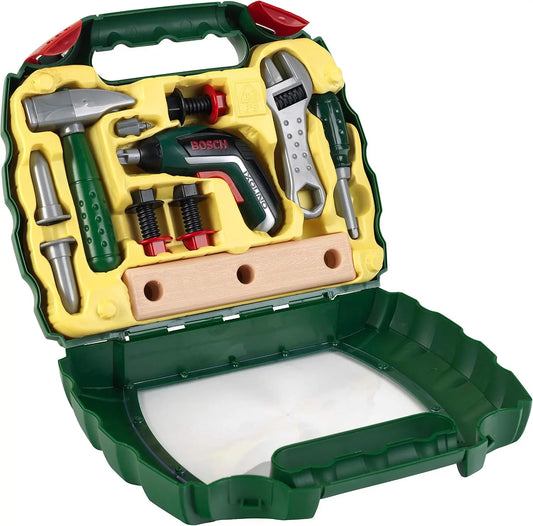 Atornillador Theo Klein 8394 - Bosch Maletín De Herramientas Con Atornillador De Acumuladores Ixolino II, verde