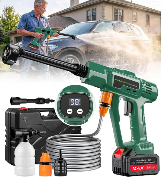 Hidrolimpiadora DeeprBetter de Alta Presion a Batería, 600PSI Pistola de Agua a Presión, gris