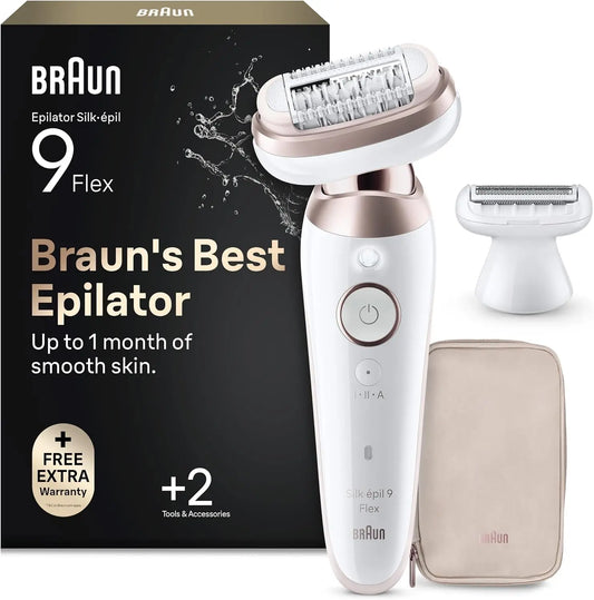 Depiladora Braun Silk-épil 9 Flex Depiladora Mujer Depiladora Eléctrica Mujer con Cabezal Flexible 360° Para Depilación Simple, Wet y Dry