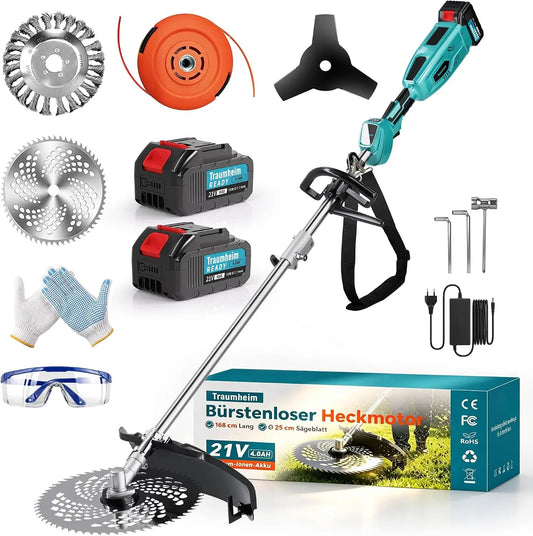 Desbrozadora Traumheim a Batería 4 en 1 sin escobillas, 950W, 2 Baterías 4,0 Ah, gris