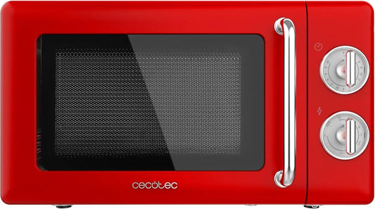Microondas Cecotec Mecánico con Grill de 20 L Proclean 3110 Retro rojo. 700 W en 6 Niveles, Temporizador hasta 30 Minutos, Modo Descongelación, rojo