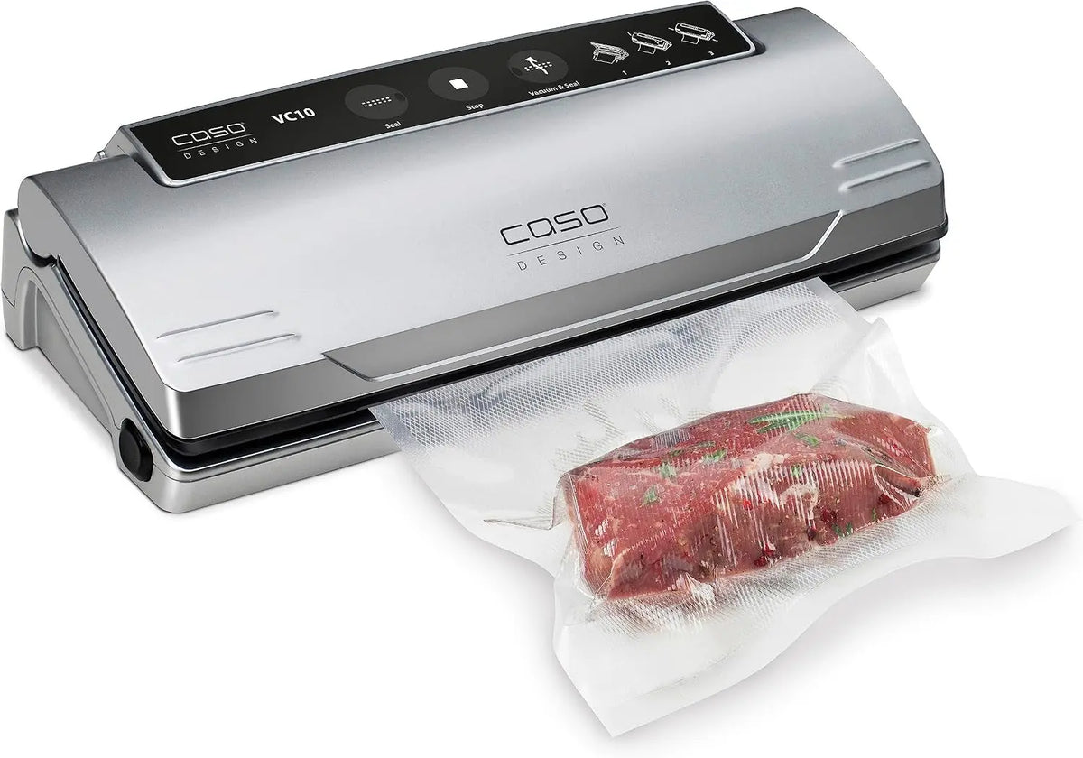 Envasadora al vacío Caso VC 10, doméstica compacta - Maquina al Vacio de Alimentos - Costura de soldadura de 30 cm de largo y estable, plata