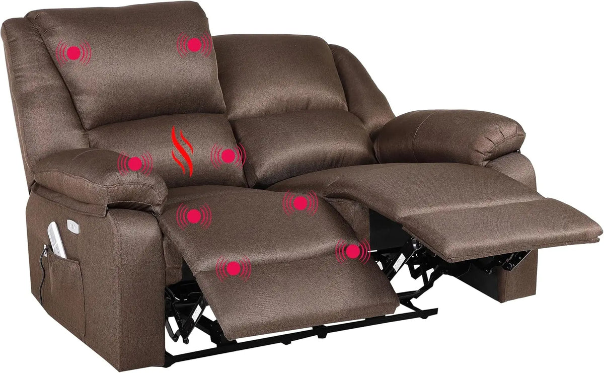 Sofá ECO-DE ECODE Sofa 2 Plazas de Tela con Reclinacion Electrica y Masaje, naranja
